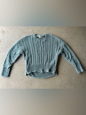Altar'd State Seafoam Green Cable Crew Sweater